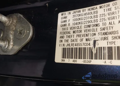 2007 Honda Cr-V Ex from USA, damaged, VIN JHLRE48557C045849